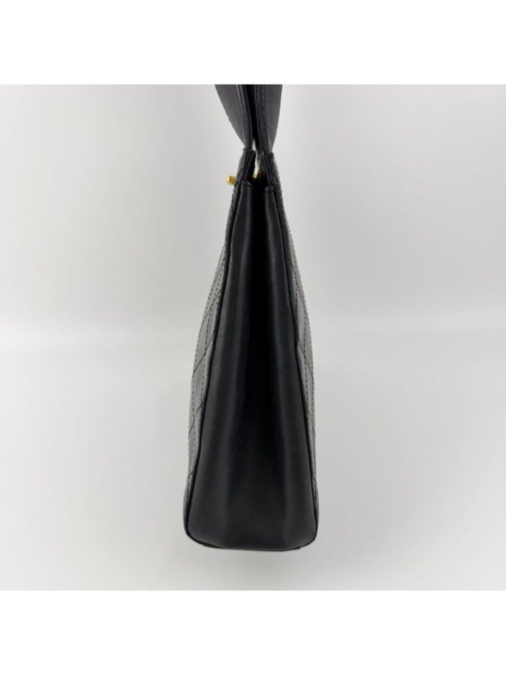 Chanel CC Logo Quilted Tote Black Leather No 5 Vintage - Picture 5 of 16